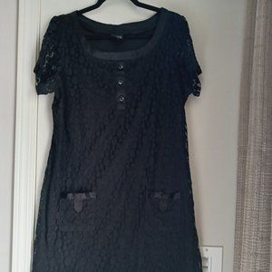 Black Lace and Satin Trim Mini